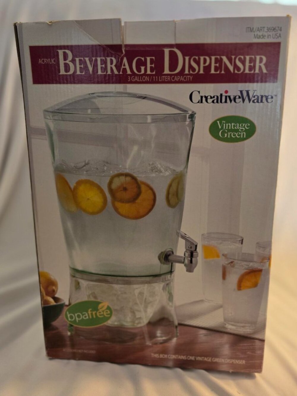 Creativeware 3 Gallon Beverage Dispenser Ice Cylinder And Fruit Infuser